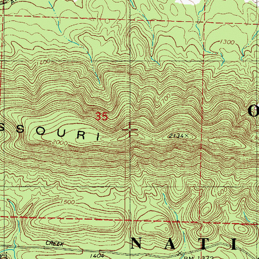 Topographic Map of Missouri Mountains, AR