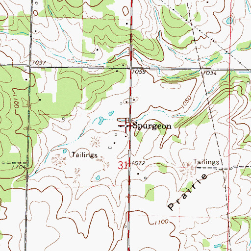 Topographic Map of Spurgeon, MO