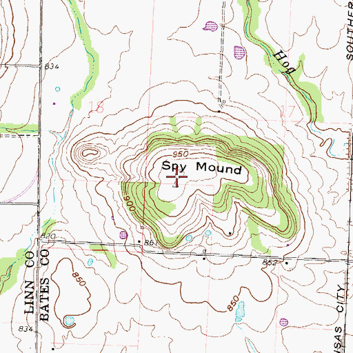 Topographic Map of Spy Mound, MO
