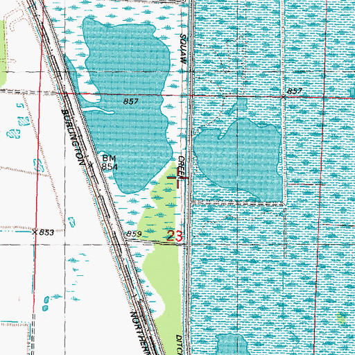 Topographic Map of Squaw Creek Ditch, MO