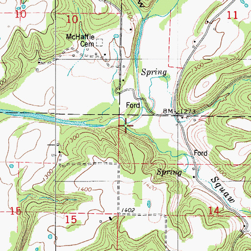 Topographic Map of Squaw Run Creek, MO