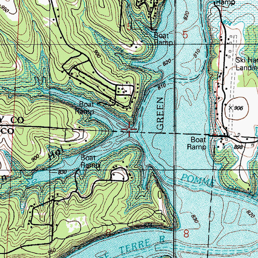 Topographic Map of Stacey Branch, MO