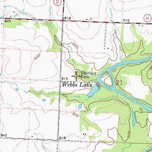 Topographic Map of Stafford Cemetery, MO