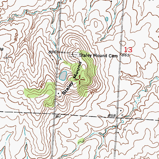 Topographic Map of Staley Mound, MO