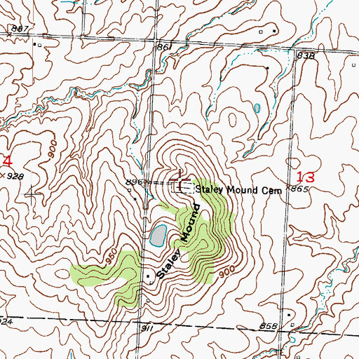 Topographic Map of Staley Mound Cemetery, MO