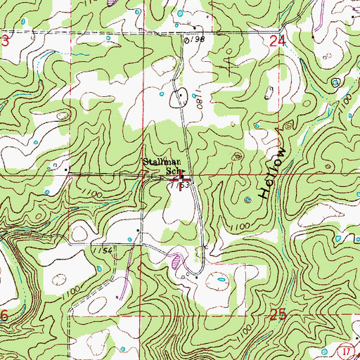 Topographic Map of Stallman School, MO