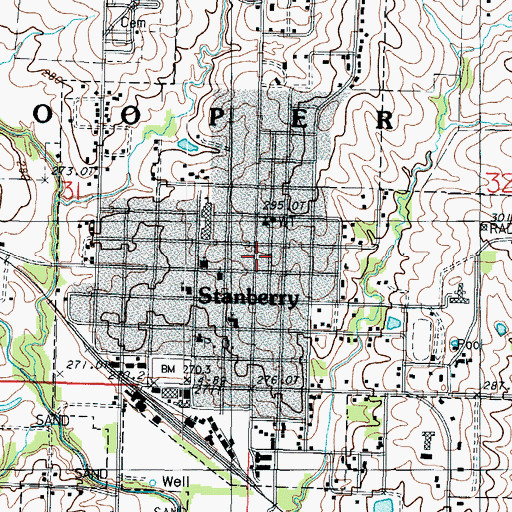 Topographic Map of Stanberry, MO