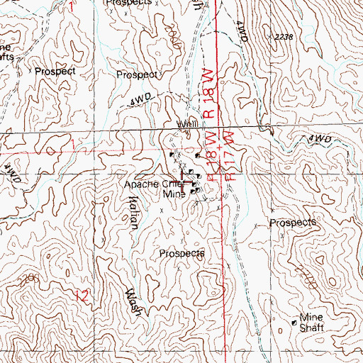 Topographic Map of Apache Chief Mine, AZ