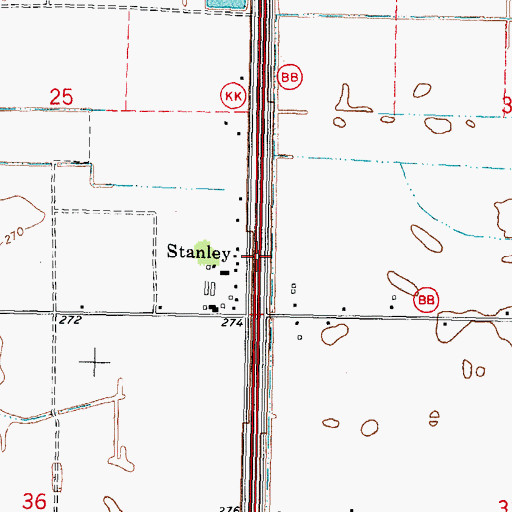 Topographic Map of Stanley, MO