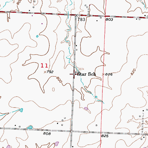 Topographic Map of Star School (historical), MO