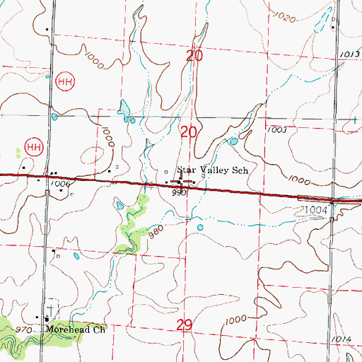 Topographic Map of Star Valley School (historical), MO