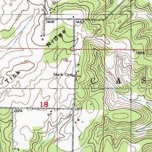 Topographic Map of Stark Cemetery, MO