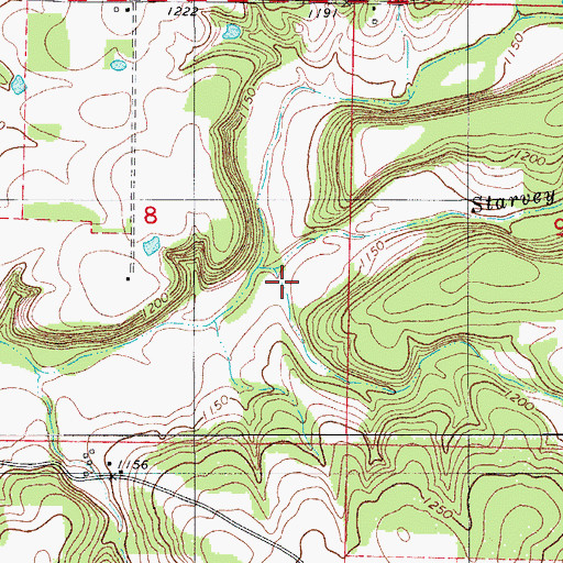 Topographic Map of Starvey Creek, MO