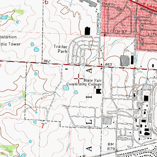 Topographic Map of State Fair Community College, MO