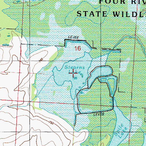 Topographic Map of Stearns Lake, MO
