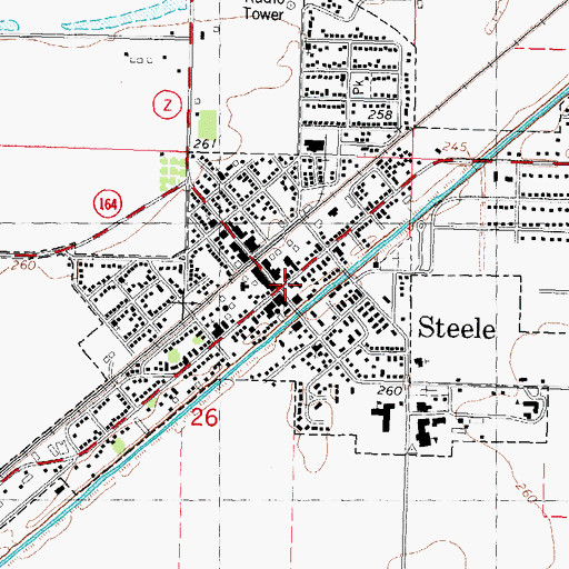 Topographic Map of Steele, MO
