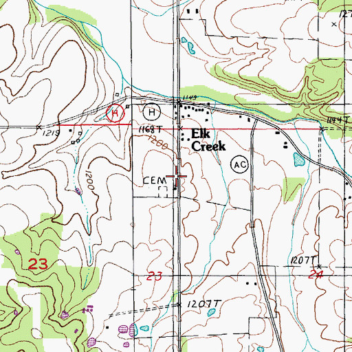 Topographic Map of Steely Chapel, MO