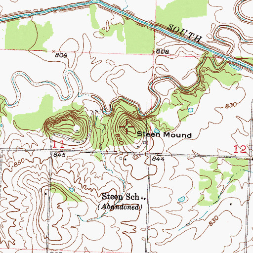 Topographic Map of Steen Mound, MO