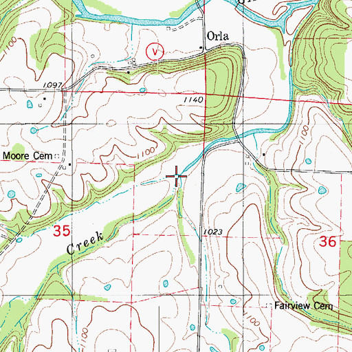 Topographic Map of Steins Creek, MO