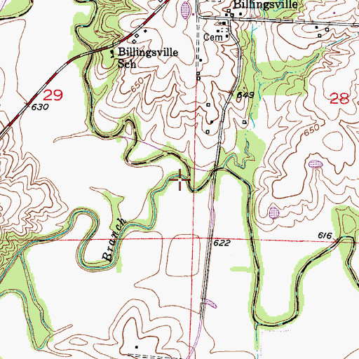 Topographic Map of Stephens Branch, MO