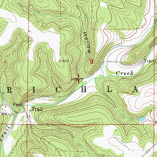 Topographic Map of Stephens Hollow, MO