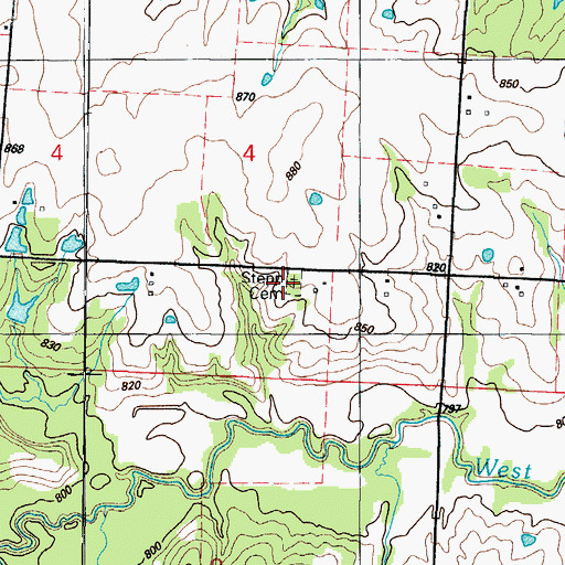Topographic Map of Stepp Cemetery, MO