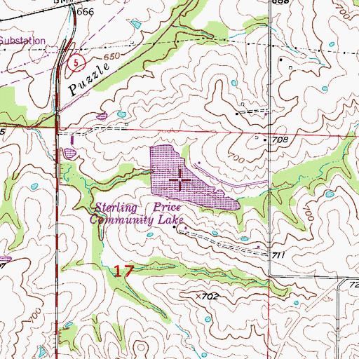 Topographic Map of Sterling Price Community Lake, MO
