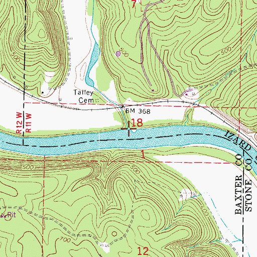 Topographic Map of Moccasin Creek, AR