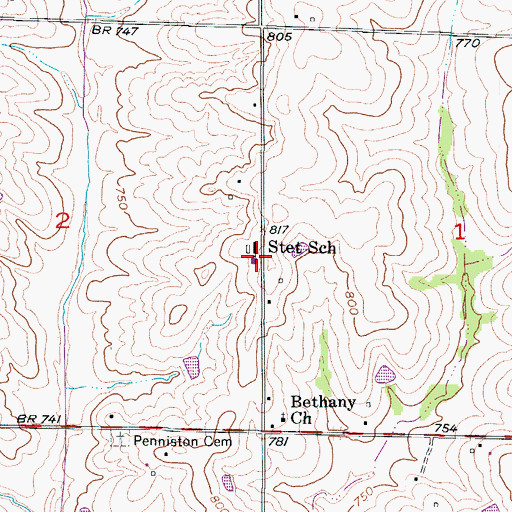 Topographic Map of Stet Elementary School, MO