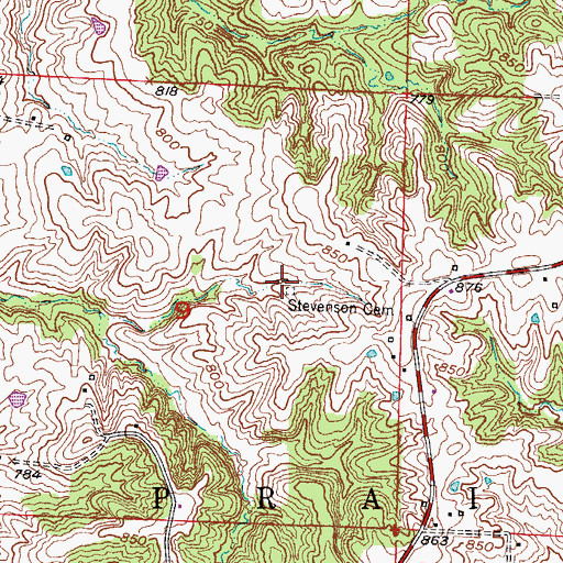 Topographic Map of Stevenson Cemetery, MO