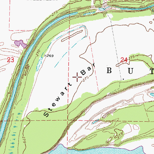 Topographic Map of Stewart Bar, MO