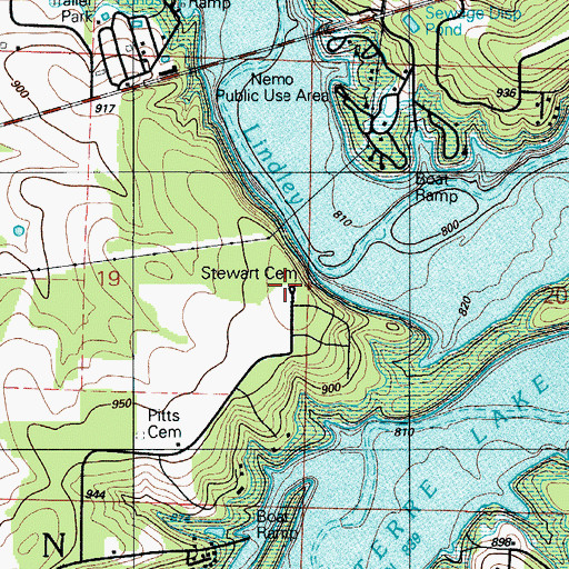 Topographic Map of Stewart Cemetery, MO