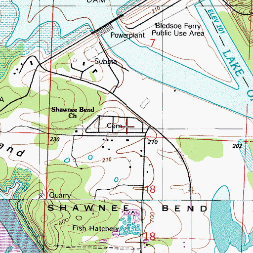 Topographic Map of Shawnee Cemetery, MO