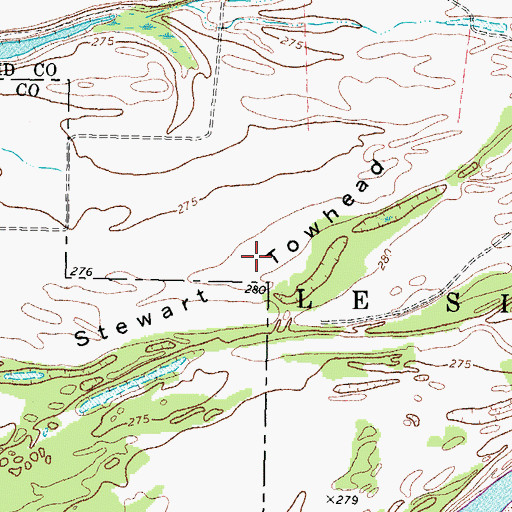 Topographic Map of Stewart Towhead, MO