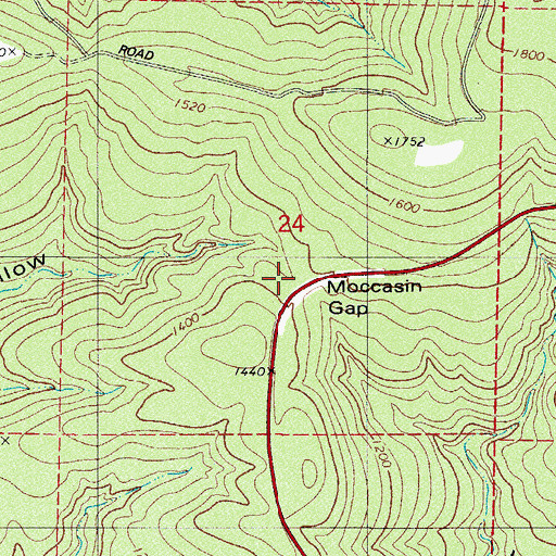 Topographic Map of Moccasin Gap, AR