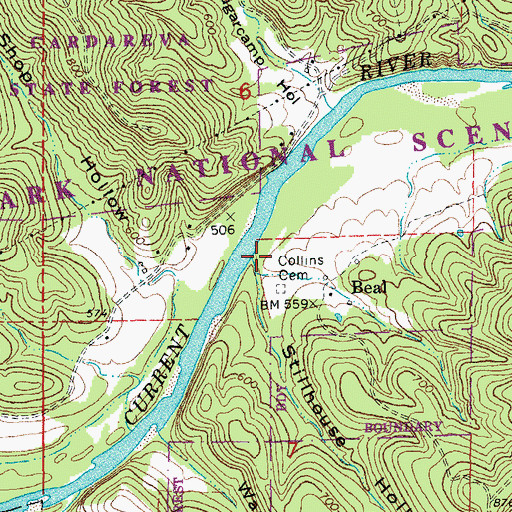 Topographic Map of Stillhouse Hollow, MO