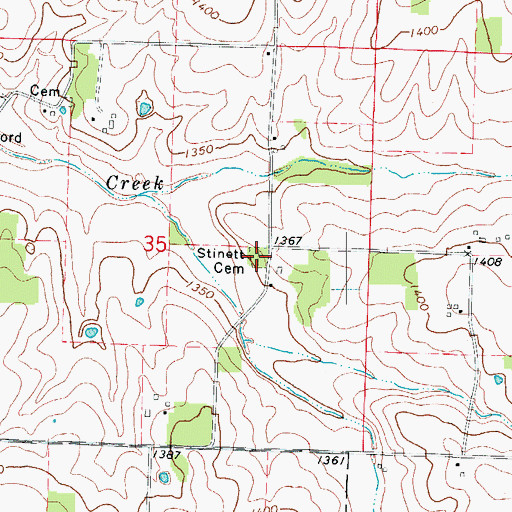 Topographic Map of Stinett Cemetery, MO