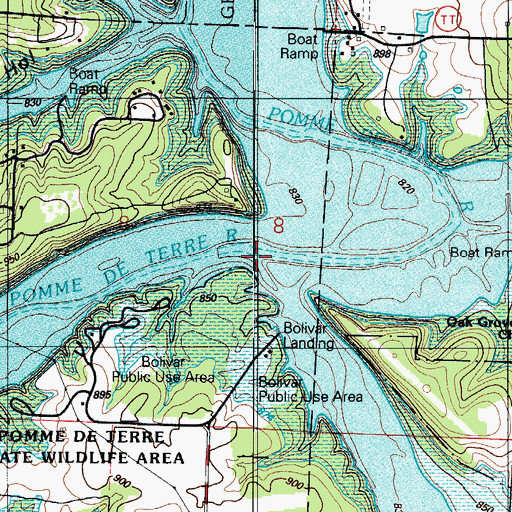 Topographic Map of Stinking Creek, MO
