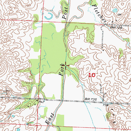 Topographic Map of Stoak Creek, MO