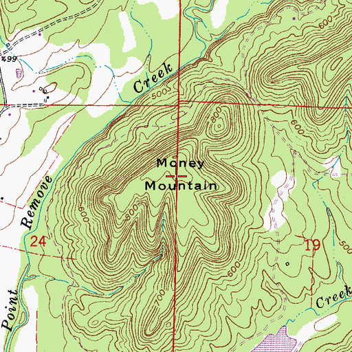 Topographic Map of Money Mountain, AR