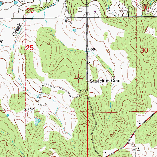 Topographic Map of Stoecklin Cemetery, MO