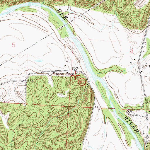 Topographic Map of Stone Cemetery, MO