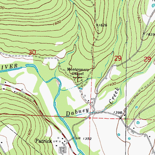 Topographic Map of Montgomery Chapel, AR