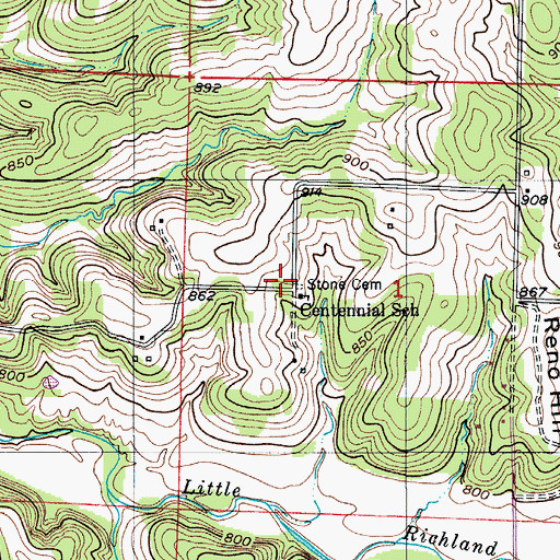 Topographic Map of Stone Cemetery, MO