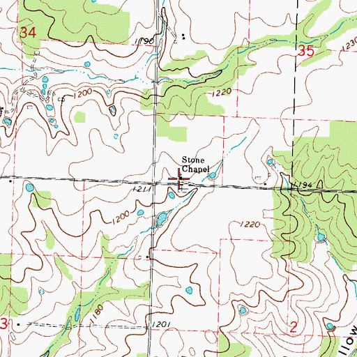 Topographic Map of Stone Chapel, MO