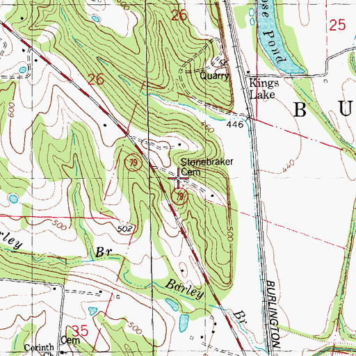 Topographic Map of Stonebraker Cemetery, MO