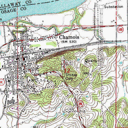 Topographic Map of Stoner Cemetery, MO