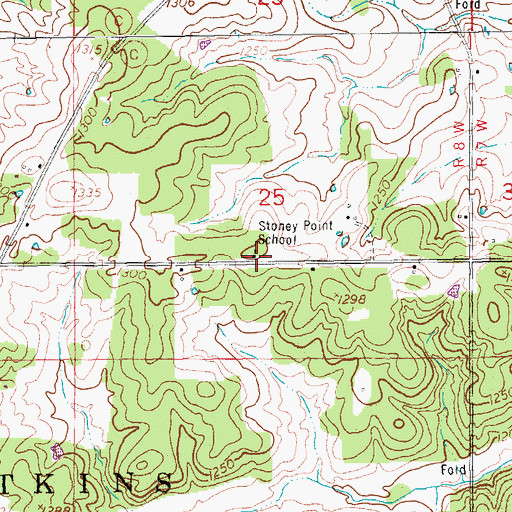 Topographic Map of Stoney Point School, MO
