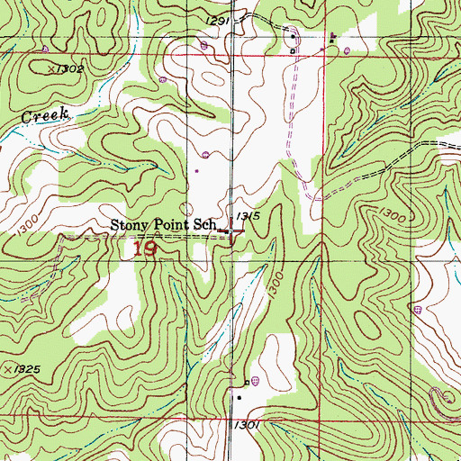 Topographic Map of Stony Point School, MO