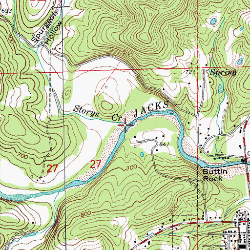 Topographic Map of Storys Creek, MO